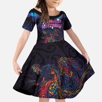 Aotearoa Arts Festival 2025 Family Matching Summer Maxi Dress and Hawaiian Shirt Maori Performing Art and Music - Rhythmic Vibes LT03 Daughter's Dress Black - Polynesian Pride