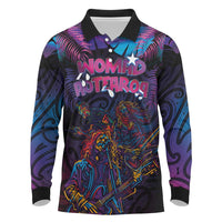 Aotearoa Arts Festival 2025 Long Sleeve Polo Shirt Maori Performing Art and Music - Rhythmic Vibes LT03 Black - Polynesian Pride