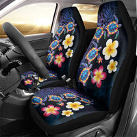 Hawaiian Turtles and Plumeria Car Seat Cover Polynesian Art Tribal Tattoo Dark Aqua Color LT03 - Polynesian Pride