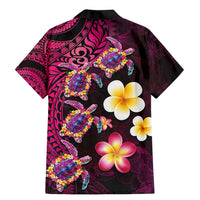 Hawaiian Turtles and Plumeria Family Matching Mermaid Dress and Hawaiian Shirt Polynesian Art Tribal Tattoo Cerise LT03 - Polynesian Pride