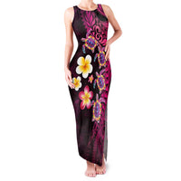 Hawaiian Turtles and Plumeria Family Matching Tank Maxi Dress and Hawaiian Shirt Polynesian Art Tribal Tattoo Cerise LT03 Mom's Dress Pink - Polynesian Pride