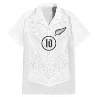 Custom New Zealand Football Family Matching Mermaid Dress and Hawaiian Shirt The Whites-Sporty T90 Style LT03 Dad's Shirt - Short Sleeve White - Polynesian Pride