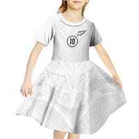 Custom New Zealand Football Kid Short Sleeve Dress The Whites-Sporty T90 Style LT03 - Polynesian Pride