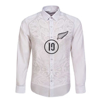 Custom New Zealand Football Long Sleeve Button Shirt The Whites-Sporty T90 Style LT03 Unisex White - Polynesian Pride