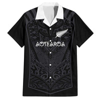 Custom Aotearoa Rugby Family Matching Tank Maxi Dress and Hawaiian Shirt The Blacks-Sporty T90 Style LT03 Dad's Shirt - Short Sleeve Black - Polynesian Pride