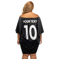 Custom Aotearoa Rugby Off Shoulder Short Dress The Blacks-Sporty T90 Style - Polynesian Pride