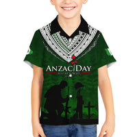 Norfolk Island ANZAC Day Kid Hawaiian Shirt Soldier Lest We Forget Camouflage LT03 Kid Green - Polynesian Pride
