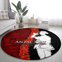 Tonga ANZAC Day Round Carpet Red Poppies Flower Soldier Lest We Forget LT03 - Polynesian Pride