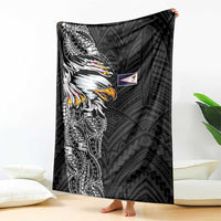 American Samoa Flag Day Blanket Tribal Tattoo with Eagle Black