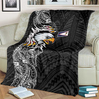 American Samoa Flag Day Blanket Tribal Tattoo with Eagle Black