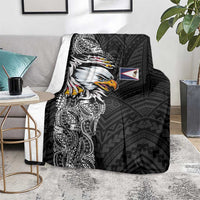 American Samoa Flag Day Blanket Tribal Tattoo with Eagle Black