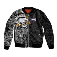 American Samoa Flag Day Bomber Jacket Tribal Tattoo with Eagle Black