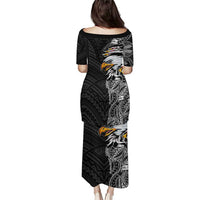 American Samoa Flag Day Puletasi Tribal Tattoo with Eagle Black