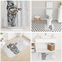 American Samoa Flag Day Bathroom Set Tribal Tattoo with Eagle White