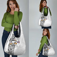 American Samoa Flag Day Grocery Bag Tribal Tattoo with Eagle White