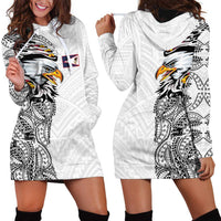 American Samoa Flag Day Hoodie Dress Tribal Tattoo with Eagle White