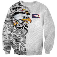 American Samoa Flag Day Sweatshirt Tribal Tattoo with Eagle White