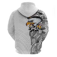 American Samoa Flag Day Zip Hoodie Tribal Tattoo with Eagle White