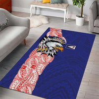 American Samoa Flag Day Area Rug Tribal Tattoo with Eagle Blue-Red