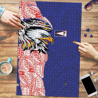 American Samoa Flag Day Puzzle Tribal Tattoo with Eagle Blue-Red