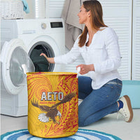 American Samoa Flag Day Laundry Basket Fautasi Race Pago Pago-Aeto Eagle Wings Tribal Style