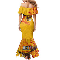 Personalised American Samoa Flag Day Mermaid Dress Fautasi Race Pago Pago-Aeto Eagle Wings Tribal Style