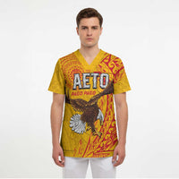 Personalised American Samoa Flag Day Scrub Top Fautasi Race Pago Pago-Aeto Eagle Wings Tribal Style