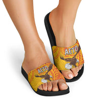 American Samoa Flag Day Slide Sandals Fautasi Race Pago Pago-Aeto Eagle Wings Tribal Style