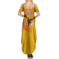 Personalised American Samoa Flag Day Summer Maxi Dress Fautasi Race Pago Pago-Aeto Eagle Wings Tribal Style