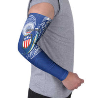 Personalised American Samoa Flag Day Arm Sleeves Fautasi Race Fagatogo-Iseula O Le Moana Sailfish Tribal Style LT03 - Polynesian Pride