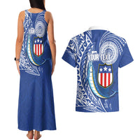 Personalised American Samoa Flag Day Couples Matching Tank Maxi Dress and Hawaiian Shirt Fautasi Race Fagatogo-Iseula O Le Moana Sailfish Tribal Style LT03 - Polynesian Pride