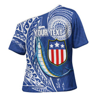 Personalised American Samoa Flag Day Cross Shoulder Shirt Fautasi Race Fagatogo-Iseula O Le Moana Sailfish Tribal Style LT03 - Polynesian Pride