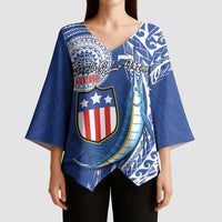 Personalised American Samoa Flag Day Kimono Sleeve Blouse Fautasi Race Fagatogo-Iseula O Le Moana Sailfish Tribal Style LT03 - Polynesian Pride