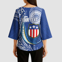 Personalised American Samoa Flag Day Kimono Sleeve Blouse Fautasi Race Fagatogo-Iseula O Le Moana Sailfish Tribal Style LT03 - Polynesian Pride