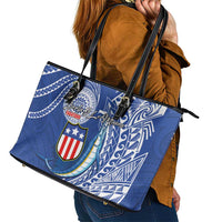 American Samoa Flag Day Leather Tote Bag Fautasi Race Fagatogo-Iseula O Le Moana Sailfish Tribal Style LT03 - Polynesian Pride