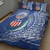 American Samoa Flag Day Quilt Bed Set Fautasi Race Fagatogo-Iseula O Le Moana Sailfish Tribal Style LT03 - Polynesian Pride