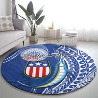 American Samoa Flag Day Round Carpet Fautasi Race Fagatogo-Iseula O Le Moana Sailfish Tribal Style LT03 - Polynesian Pride