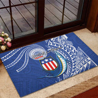 American Samoa Flag Day Rubber Doormat Fautasi Race Fagatogo-Iseula O Le Moana Sailfish Tribal Style LT03 - Polynesian Pride