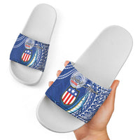 American Samoa Flag Day Slide Sandals Fautasi Race Fagatogo-Iseula O Le Moana Sailfish Tribal Style LT03 - Polynesian Pride