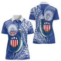 Personalised American Samoa Flag Day Women Polo Shirt Fautasi Race Fagatogo-Iseula O Le Moana Sailfish Tribal Style LT03 - Polynesian Pride