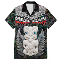 New Zealand Hei Tiki Family Matching Tank Maxi Dress and Hawaiian Shirt Maori Green Papua Shell Pattern LT03 Dad's Shirt - Short Sleeve Green - Polynesian Pride