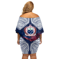 Samoa Indenpendence Day Off Shoulder Short Dress Sky Fireworks with Flag Style LT03 - Polynesian Pride