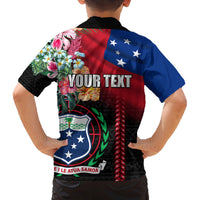 Personalised Samoa Indenpendence Day Family Matching Off Shoulder Short Dress and Hawaiian Shirt Tropical Samoan Coat of Arms With Siapo Pattern LT03 - Polynesian Pride