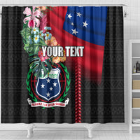 Personalised Samoa Indenpendence Day Shower Curtain Tropical Samoan Coat of Arms With Siapo Pattern LT03 - Polynesian Pride