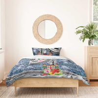 Fiji Day Bedding Set Traditional Tapa with Hibiscus and Emblems