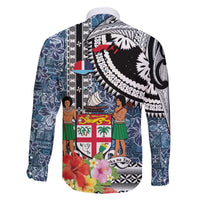 Fiji Day Family Matching Off The Shoulder Long Sleeve Dress and Hawaiian Shirt Traditional Tapa with Hibiscus and Emblems LT03 - Polynesian Pride