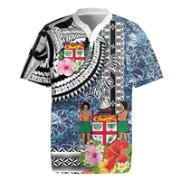 Fiji Day Rugby Jersey Traditional Tapa with Hibiscus and Emblems