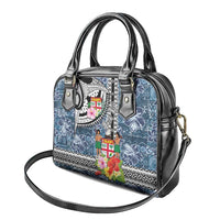 Fiji Day Shoulder Handbag Traditional Tapa with Hibiscus and Emblems