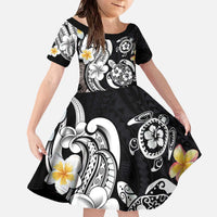 Hawaiian Tropical Plumeria Turtles Family Matching Off The Shoulder Long Sleeve Dress and Hawaiian Shirt Polynesian Art Tattoo LT03 Daughter's Dress - Polynesian Pride