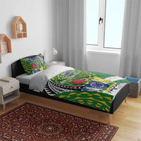 Cook Islands Independence Day Bedding Set National Flag and Emblem with Tatau Tattoo